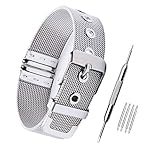 ZHUGE Herren Edelstahl Uhrenarmband Milanese Armband Edelstahl Bügel Universal Uhrenarmband,18mm Silver