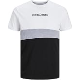 JACK &amp; JONES JJEREID Men's Plus Size Color Block and Logo Print Round Neck Style T-Shirt