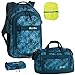 Produktbild BESTWAY Schulrucksack-Set 3tlg. Mädchen Junge - RUCKSACK, SPORTTASCHE, STIFTEETUI - Graublau + REGENSICHERHEITSHÜLLE GRATIS DAZU - 40177-5300