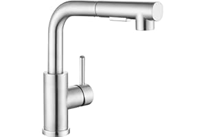 APPASO Kitchen Tap, S304 Stainless Steel Kitchen Sink Tap with Pull-Out Spray Head, High-Pressure Mixer Tap Sink Faucet for G 3/8 Connection Pipe