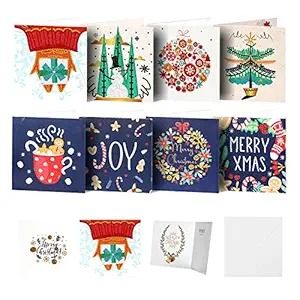 DIY Christmas Cards Diamond Painting Greeting Cards Kits Xmas Cards Paint by Number Holiday Cards for Holiday & Gift-Giving - 8 Pack