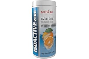 Activlab ISOACTIVE ZERO smak pomarańczy – napój izotowy bez cukru z elektrolitami i ekstraktem z guarany, 225 g, bez kalorii, witaminy B