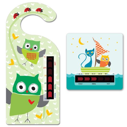 Baby Owl Room Thermometer Hanger and Owl and the pussycat Bath Thermometer With New Moving Line Technology