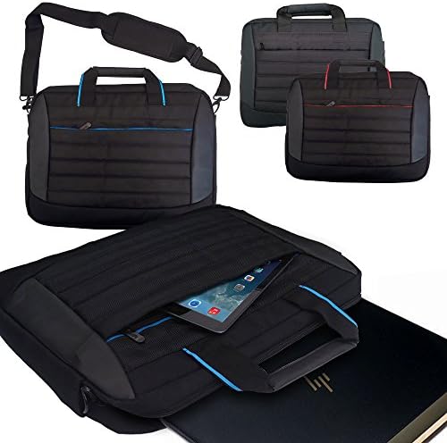 Laptop Bag for HP Elite x2 1012 (12") / BLACK &amp; BLUE Lightwight Durable Protective Notebook Case Sleeve Messenger Briefcase with extra Pockets, Compartments for Phone, iPad, Tablet and Accessories with Handles and Detachable Shoulder Strap Suitable for 13-14.5" inch Models Computers