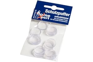 HOMEXPERT Home Xpert 12er Pack Schutzpuffer, Anschlagpuffer, Möbelpuffer, Anschlagdämpfer, Elastikpuffer, flach, transparent, selbstklebend, Ø 20 mm, Höhe 4,2 m