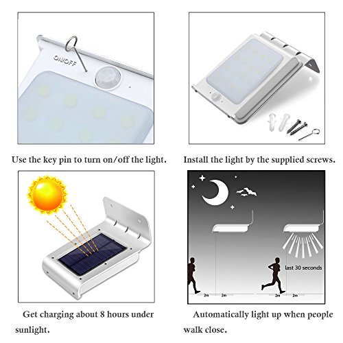 LE Solarleuchten Mit Bewegungsmelder set Wasserdicht 6000K Kaltweiß Kabellose Wandleuchten Aussenleuchten für Tür Flur Wege Terrassen Garten Fahrtweg Solarbetriebenes Nachlicht (4 er) - 4