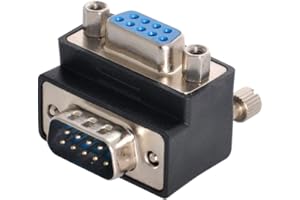 xiwai DB9P Adaptador de extensión de puerto serie D-Sub 9 pines RS232 macho a hembra de 90 grados en ángulo hacia abajo