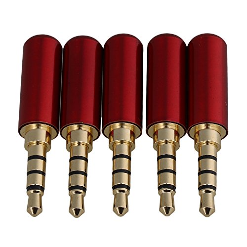 BQLZR 5pcs 3.5mm 0.3cm Stro 4 p?les Or Branchez Un/V Connecteur Cuivre Mini Jack