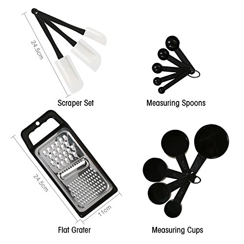 NexGadget Premium-38-Stücke Sets von Kochgeschirr mit Edelstahl und Nylon Kochen Tools einschließlich Löffel, Turners, Tongs, Schneebesen , Dosenöffner, Schäler, Schaber, Messbecher und Löffel - 5