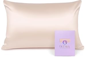 ‎OLESILK OLESILK Seide Kissenbezug Kissenhülle Haar- und Hautpflege mit Reißverschluss 16 Momme 1 Stück Pfirsich Rosa 40x80cm