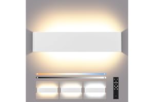 ENCOFT 18W Applique Murale Intérieur LED, 40cm Lampe Murale Dimmable avec Télécommande, Up Down Spot Éclairage Mural en Aluminium, 2700K-6000K 0-2400LM, Luminaire Mural pour Chambre Salon, Blanc