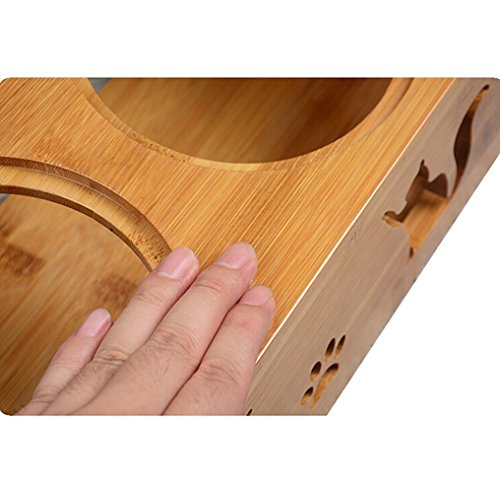 Cat-Ear-Pet-Food-Wooden-TableDog-and-Cat-Diner-Pet-FeederWood-Wood-Dining-Table-with-Double-Bowl-Raised-Stand-Comes-with-Extra-Two-Ceramics-Bowls-Perfect-for-Pets