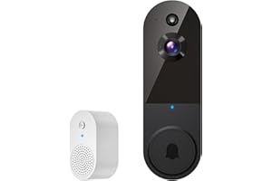 AIWIT 1080p Video Doorbell Camera Wireless, Indoor/Outdoor Surveillance Cam, Smart AI Human Detection, Live View, Included Chime Ringer, 2-Way Audio, Night Vision, Cloud Storage, 2.4G WiFi (Black)
