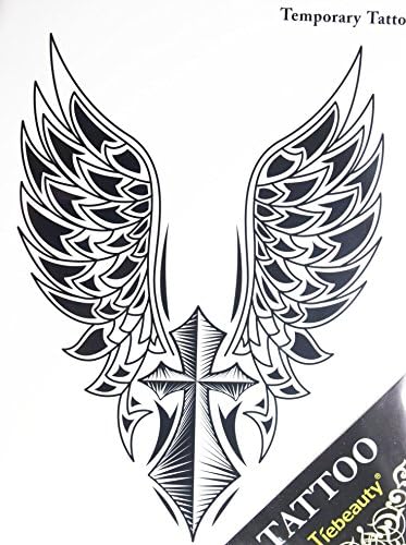 GRASHINE Waterproof and non toxic hot selling fashionable large Angel wings and cross totem temporar tattoo sticker