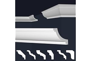 MARBET DESIGN - Modanature in polistirene XPS, colore bianco, da soffitto, listelli in polistirolo (2 m / 1 listello, E-36)