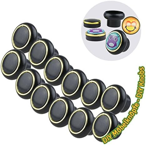 Do It Yourself DIY Furniture Knob Furniture Handle Knob Set Black Pack of 12 Plastic Universal for Cupboard Drawer Cabinet Door/Kitchen, Bathroom Home – Change Furniture Knob for DIY Sheets