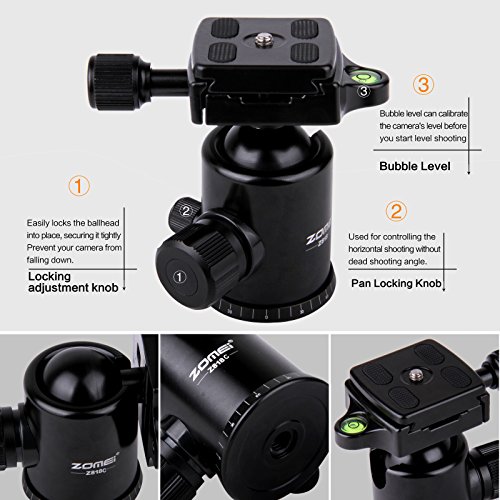 Zomei Portable Carbon Fiber Camera Tripod With Ball Head Pocket - Z818C (Black)