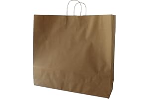 PGV Lot de 50 sacs en papier avec cordon Marron Taille XL 54 + 14 x 50 cm