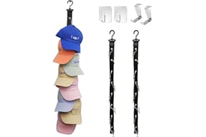 Veki Cap Rack, Baseball Kappen Halterung, Baseball Kappenhalter Organizer für die Wand Kein Bohren, Verstellbar Tür Kappen Gestell, Hängend Kappen Halter für Türen und Schränke (Schwarz, 2 Stück)