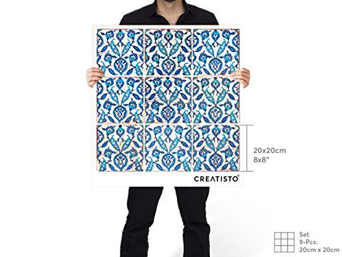 Fliesenfolie Klebefolie Fliesen – CREATISTO Fliesenaufkleber Fliesensticker | Fliesen Aufkleber Folie Sticker für Küche Bad Badezimmerdeko | 20×20 cm – Motiv Hamam Vibes – 9 Stück - 4