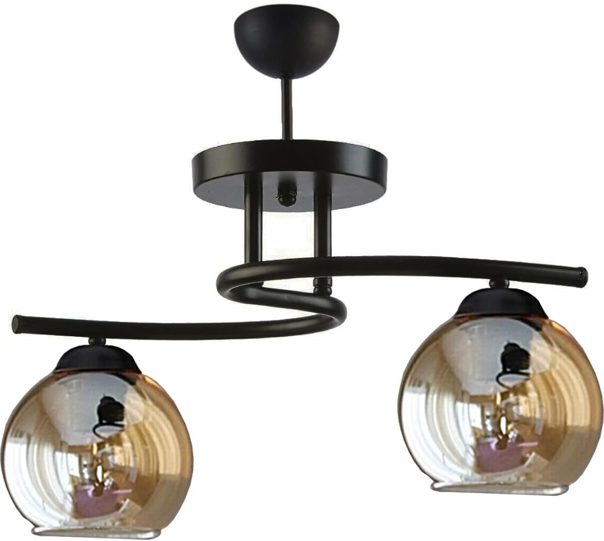 Fuji Modern Dekoratif Salon - Mutfak - Yatak Odası Siyah Renk Bal Camlı 3 lü Avize Siyah Bal Tek Ebat - Görsel 5