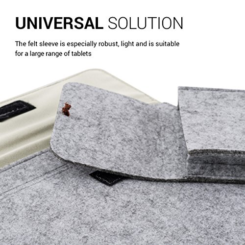 kwmobile Tablettasche Filz Sleeve für 9,7 – 10,1″ Tablet – Tablet Schutzhülle Tasche Case Hülle in Grau mit Innentaschen Innenmaße: ca. 28,0 x 20,0 cm - 2