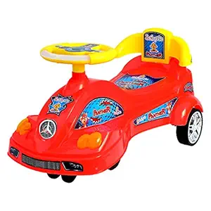 BabyGo Baby Panther Swing Magic Car Ride On for Kids with Music and Light (Red)