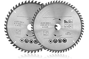 ESTINK 2 Pezzi Lama per Circolare, 250 x 30 mm 48T e 60T per Taglio di Precisione per le Lame per Seghe Universali e per il Taglio Trasversale di Legno Naturale, Legno Duro