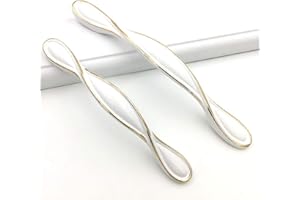 PARAPHEE Confezione da 8 maniglie per armadietti, cassetti, armadi, cassettiere, cassetti, alla moda, in lega di zinco, passo del foro 96 mm, colore: bianco