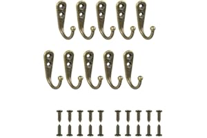 JINXIAN JINXM 10 pièces Crochets Simples Bronze Crochets Muraux Patère Ton Bronze Équipé de Vis de Montage