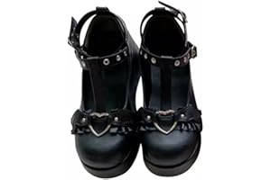 ticticlily Mary Janes Damen Plattform Schuhe Sweet Toe Knöchel Lolita Gothic Plateau Kleid Pumps Schuhe Chunky Plateauschuhe Lackleder Kleid Schuhe