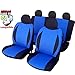 Produktbild UNSB603 - Sitzbezug Set Schwarz / Blau Sitzschoner Sitzkissen mit Seiten Airbag geeignet für Opel Manta Tigra Agila Antra Combo Kadett