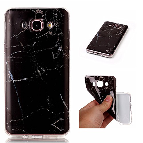 Cozy Hut Für Samsung Galaxy J7 2016 Handyhülle mit Marmor / Marble Design(schwarz / weiß) | Handytasche | | Schale | | Hülle | | Case | Handy-etui | TPU-Bumper | Soft Case | Schutzhülle Cover für den optimalen Schutz ihres Samsung Galaxy J7 2016(SM-J710) 5,5 Zoll - Schwarzer Marmor