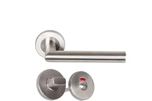 KLOSE BESSER Coppia di maniglie per porta su rosette rotonde Elsa Angolo vivo in acciaio inox 304 1 paio di rosette condanna + spia