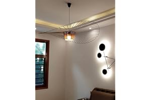 GLZXMQBP MeTikTok Suspensions Rétro Vertigo Lustre, Creative LED Lampe Fibre De Verre + Polyuréthane De Chapeau En Tissu Design Moderne Salon Cuisine Salle De Bain Éclairage Décoratif, E27,Copper,140CM