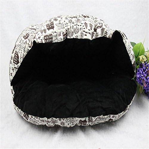 OOFWY Super Warm Pet Nest Pet Pad Winter Printing Shell Pet Nest , black
