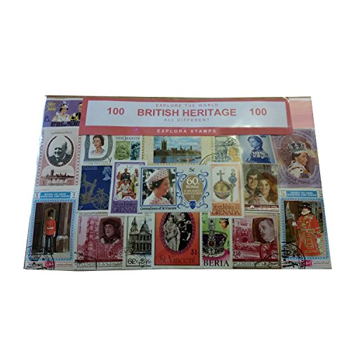 British Heritage (World, Worldwide) Postage Stamps / Also includes famous British buildings on stamps / Collectable Set of 100 Different Postage Stamps! Souvenir / Memoria / Recuerdo! King Queens Royalty Monarch Elizabeth Victoria George Commonwealth Britannia 100 Stamps! Timbre-Poste / Briefmarke / Francobollo / Sello de Correos!