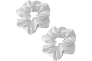 ILamourCar 2 PCS Large Hair Scrunchies, Elastic Soft Hair Ties Scrunchy Hair Bands Ponytail Women Girls Lady Children (White)