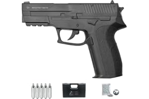 ECOMMUR Pistola de balines Borner 2022 | Arma semiautomática Calibre 4,5mm de Bolas de Acero (perdigones BB's) Tipo Sig Sauer SP2022 + maletín, CO2 y Bolas