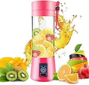World Shopper USB Portable Blender, Rechargeable USB Juicer Cup, Personal Size Electric Fruit Mixer Machine with 4 Blades (380ml, Multicolor)