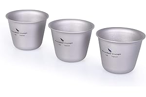 iBasingo Ti3069D Lot de 3 mini tasses à saké en titane 15 ml