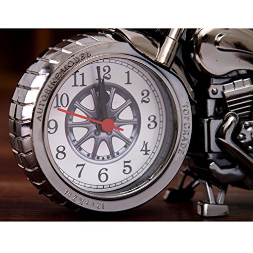 Itian Weinlese Motorrad-Wecker, Retro-Stil Tischuhr, Motorrad-Rack-Modell, für das Büro zu Hause Dekoration (Ugyen) - 5