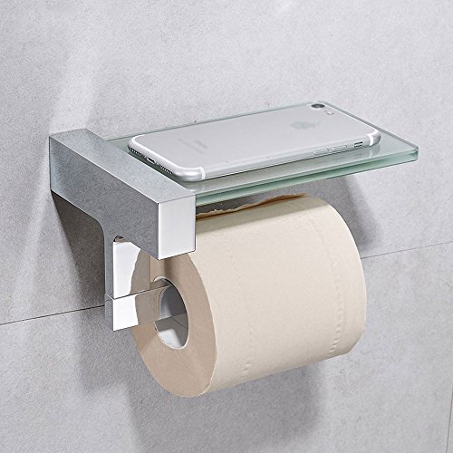 Preisvergleich Produktbild Pointth Solide Kupfer Papier Handtuchhalter Glas Regale Toilettenpapier Hotel Home Badezimmer Hardware Rack Telefon Stand Wand Rack