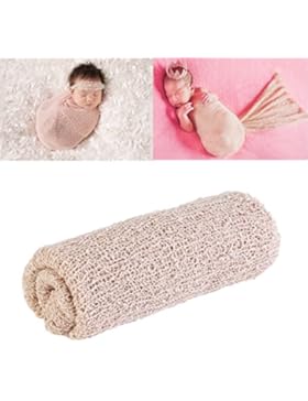 OULII Lange Wellen Sie Wrap, DIY neugeborenes Baby Fotografie Wrap-Babyfoto Props (Beige)