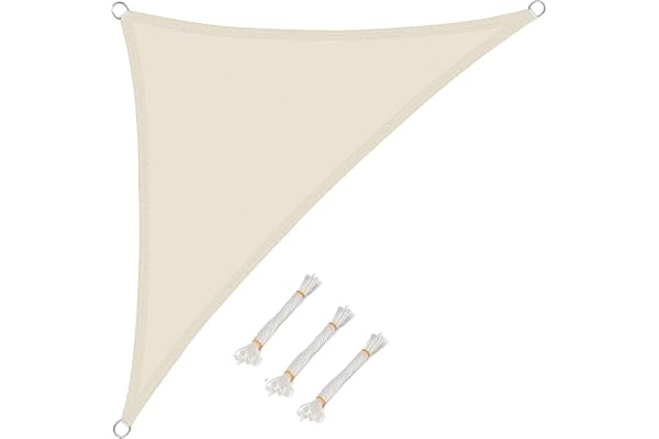 WOLTU Voile d'ombrage Triangulaire 2.5x2.5x3.5 m Imperméable Anti 93% UV résistant à l'eau Protection Contre Le Vent Polyester avec Protection UV pour Jardin terrasse Camping Crème