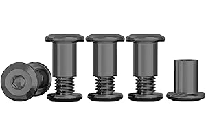 Drenky M4 X 12mm Black Connection Screws M4 Belt Buckle Binding Bolts 304 Stainless Steel Screw Post Rustproof Furniture Bolts Sleeve Nuts for Bed, Door, Table, Chair, Worktop, Cabinet, 10 Sets