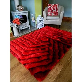 Flair Rugs Abstract Collage Pure Wool Hand Carved Rug, Red, 120 x 180 ...