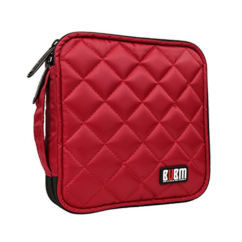 BUBM CD/DVD Tasche für 32 CDs/DVDs/Blu-rays, Mappe zur Aufbewahrung, Rot