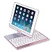 Produktbild HDJC Tastatur 360 rotierendes, hintergrundbeleuchtetes Tablet 9.7 Drahtlose Bluetooth-Tastatur ABS-Hülle mit Bleistifthalter, automatischer Schlaf- / Weckmodus,Pink