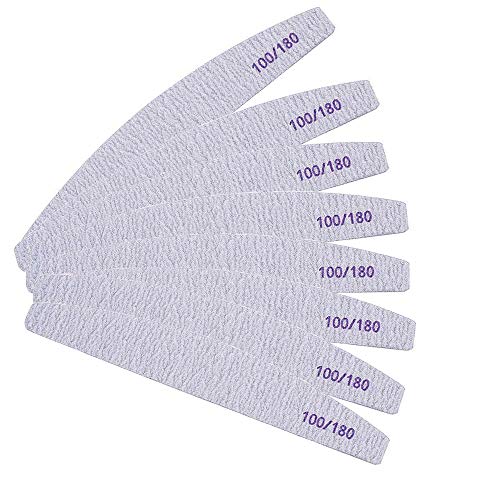 Juego de 10 limas de uñas profesionales de doble cara de grano 100/180 para manicura y peinado de uñas